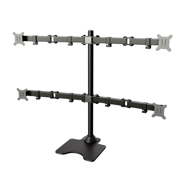 Four Monitor Stand Tabletop Freestanding, Supports 30" to 38" Ultrawide Monitor Screens,75x75mm, 100x100mm VESA Supports, Heavy-Duty Base & Broad Arms, Black (4MS38-A)