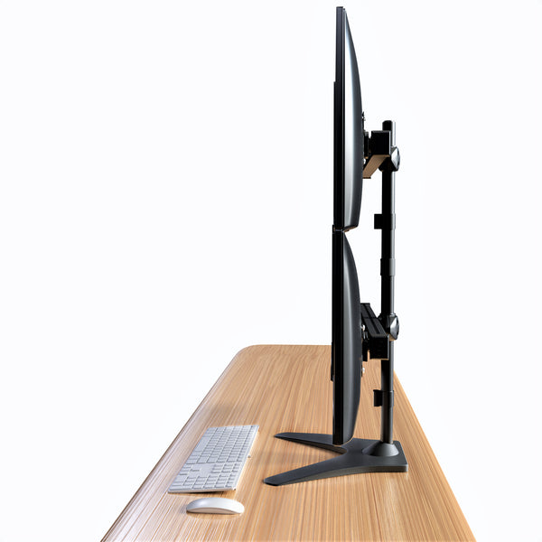 Quad LED LCD Monitor Stand up Freestanding Desk Mount for Support up to 32" Monitors, 29 inch Pole Heavy Duty Fully Adjustable Stand, Black (2004MSFP)