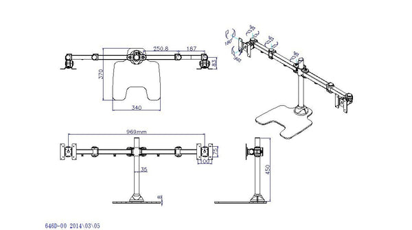 Freestanding Dual Monitor Mount, Fully Articulating Heavy-Duty Broad Arms, Compatible for Two Screens up to 32 inches with Standards 75 * 75mm and 100 * 100mm VESA Holes, Black (2HDF)