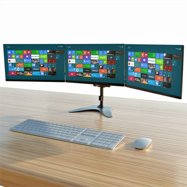 Triple Monitor Stand, Full Motion Articulating Aluminum Monitor Mount, Fit Three 27" Flat/Curved LCD LED Computer Screens Freestanding, Black (3MSFHW-T)