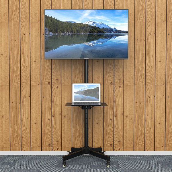 Mobile TV Cart for LCD LED Plasma Flat Screen Panel Trolley Floor Stand with Locking wheels | Fits 23" to 55" (2 Year Warranty) (H10)