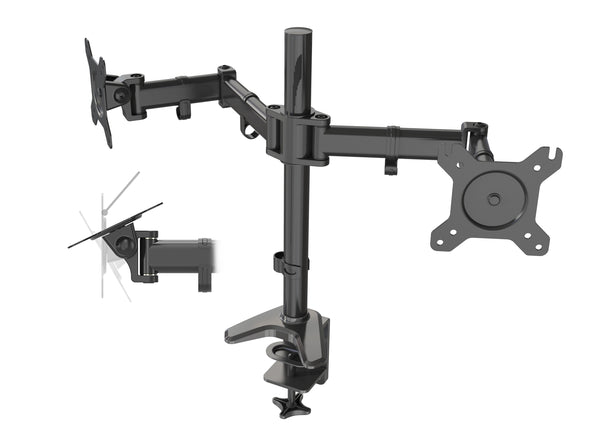 Full Motion Dual Monitor Stand Mount, Height Adjustable, Support up to 27" with 8kg Weight, Black (RC2-V)