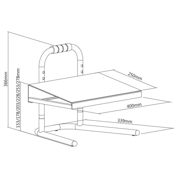 Heavy Duty High height Foot Rest , 15.3 cm to 27.8 cm height range Footstool