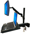 Rife Dual Arm Monitor & Laptop Mount - Heitgh and Angle Adjustment, 18" Pole (NA-G DC)