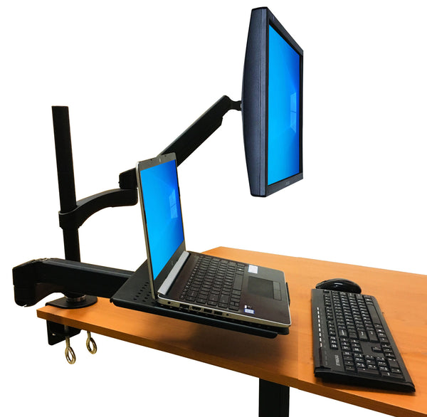 Rife Dual Arm Monitor & Laptop Mount - Heitgh and Angle Adjustment, 18" Pole (NA-G DC)