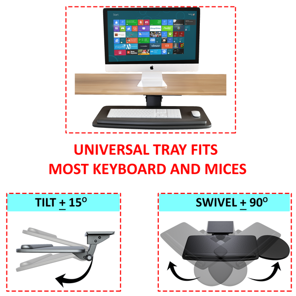 Adjustable Keyboard Tray (AKT01) with Height and Swivel Adjustments