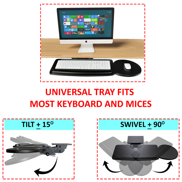 Premium Knob Adjusted Classic Style Adjustable Keyboard Tray AKT03