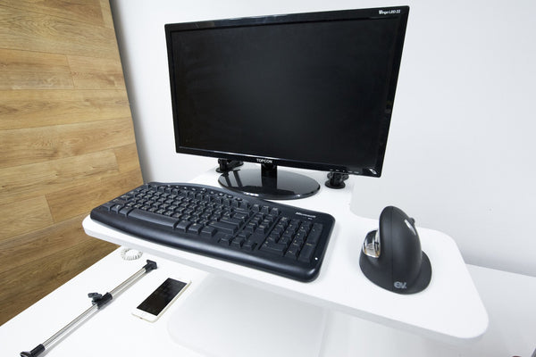 Adjustable Sit to Stand Standing Desk On Top Of Your Existing Desk SSD, 2 Shelves