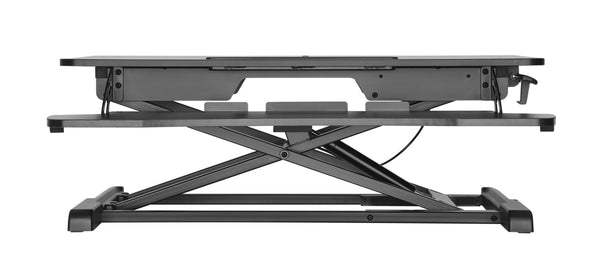 Instant Standing Desk Sit-Stand Desk Converter for Laptop, 1 or 2 Desktop, Stepless Any height lock Height Adjustable, Ergonomic, Gas Spring Arm, Free Standing, Easy Installation