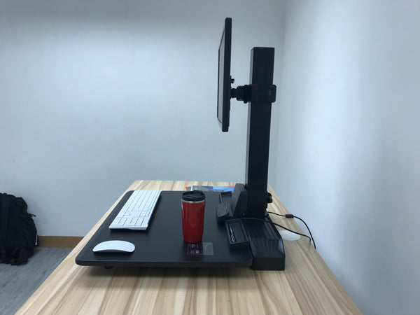 Single 17"-32" Monitor Mount Electric Ergonomic Height Adjustable Sit-Stand Desk Converter Workstation - Black