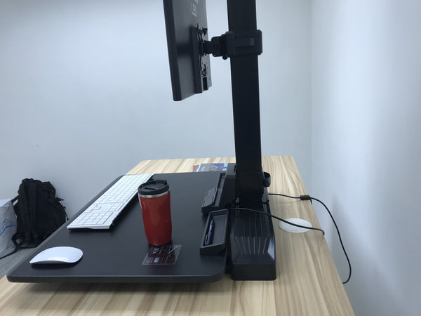 Single 17"-32" Monitor Mount Electric Ergonomic Height Adjustable Sit-Stand Desk Converter Workstation - Black