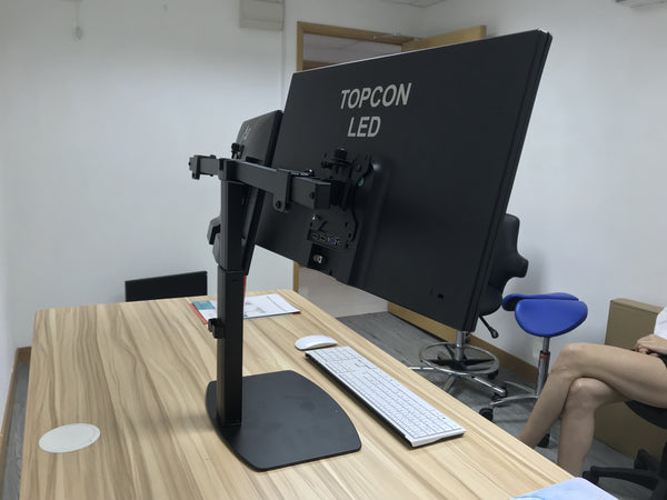 Freestanding Pneumatic Vertical Lift Dual Monitor Stand - Adjustable Monitor Mount, Fits 2 Screens up to 27 Inch, Holds up to 6 kgs per Arm