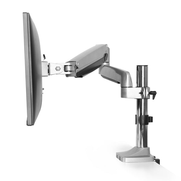 Monitor Arm Single LCD Monitor Desk Mount Stand with Gas Spring Fully Adjustable Fits 20 21 23 24 27 30 32 Screens Height Adjustable Tilt Swivel Rotate, Clamp and Grommet Base (MODEL LMS-GP)