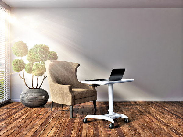 Instant Multi-Purpose Rolling Podium Lectern with Wheels Laptop Workstation, Height Adjustable Pneumatic Sit-Stand Mobile Laptop Cart