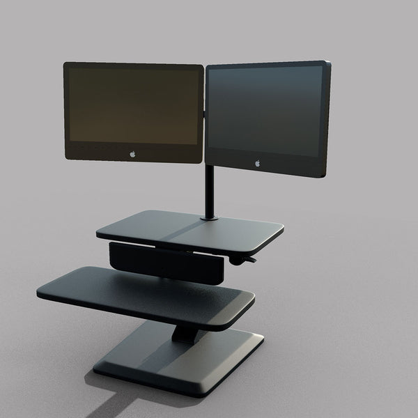 Dual Monitor Sit Stand Workstation Desk Converter with Two monitor arm