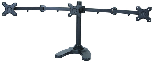 Triple Monitor Stand Freestanding LCD Computer Screen Desk Mount for 19, 20, 22, 23, 24 Inch Monitors VESA 75 and 100 Compatible Full Motion, 66 lbs Capacity (3 Horizontal Monitor)