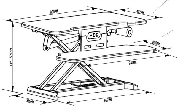 Electric Sit Stand Workstation Standing Desk Converter-Pain free Adjustments (RTEL)
