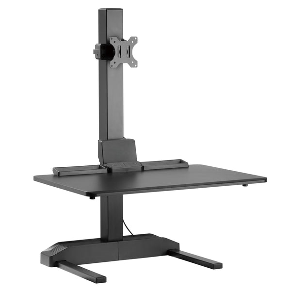 Single 17"-32" Monitor Mount Electric Ergonomic Height Adjustable Sit-Stand Desk Converter Workstation - Black