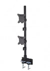Dual LED LCD Monitor Stand up C-Clamp Desk Mount for 43" & 49" Super Ultra-Wide/Curved Monitors, 29 inch Pole Heavy Duty Fully Adjustable Stand Vertical Array, Black (2MSCTV-T)