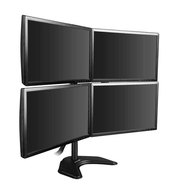Quad Monitor Desk Stand Mount Full Motion Articulating Arm 4 LCD Computer Displays, Fits 17, 19, 20, 22, 23, 24, 27 Inch, Fits Vesa 75 100, Swivel, Rotate, Tilt, Black Hongkong EF004