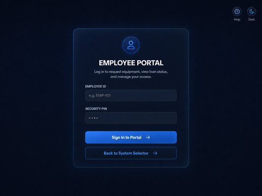 ErgoAssetOS Smart Locker System — Three Portals: Touchscreen Kiosk, Employee Portal, Admin Console