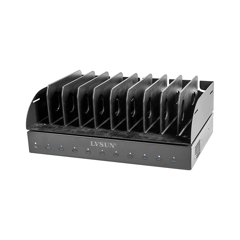 350W 10-Port Tablet USB-C Charging Dock with Tray