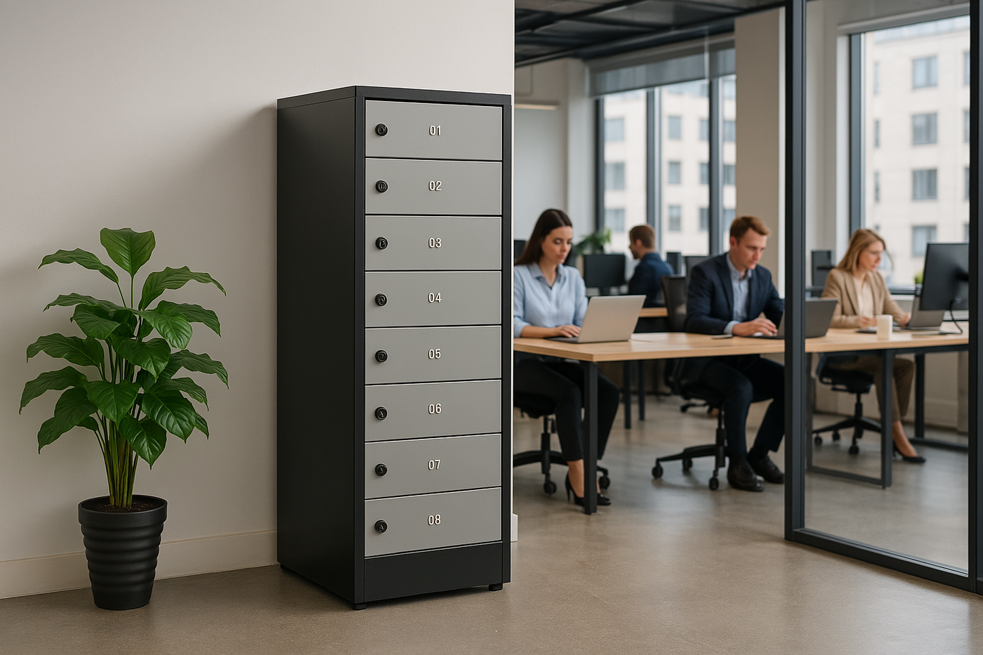 Compact 8-Door Steel Locker Cabinet