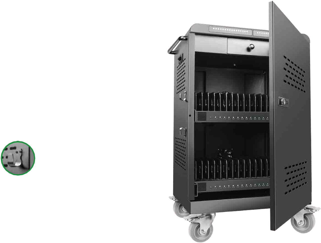 32-Device 2000W USB-C Laptop & Tablet Charging Cart