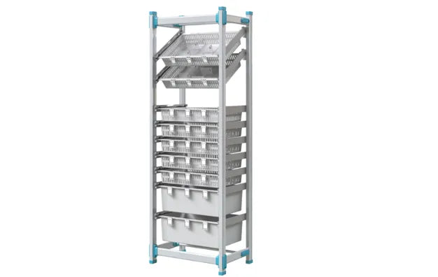 Medical StorageRackMode B wth lbelled medice basets nd ajustblestorage boxe