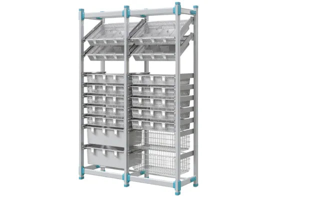 Medical Storage Rack with 18 Baskets & Bottle Holders – Model D