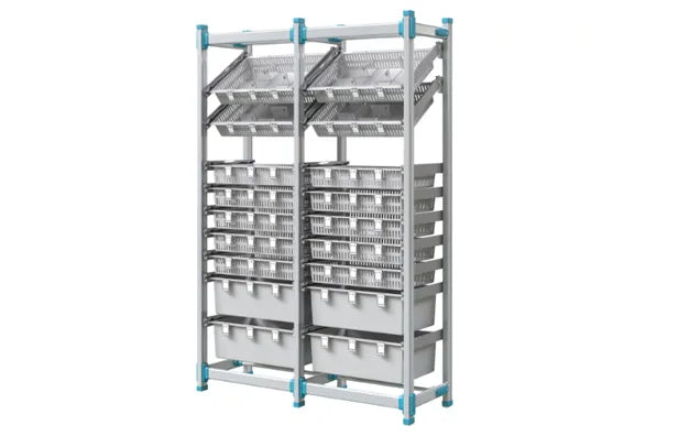 High-Capacity Medical Storage Rack with 18 Baskets – Model C