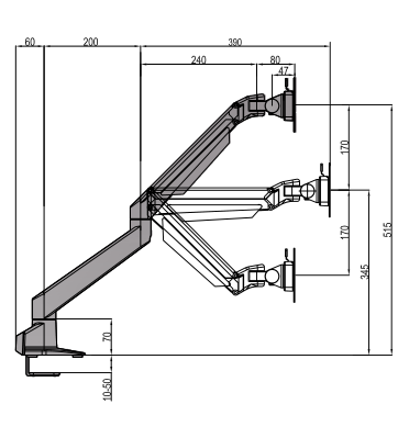 Crossbar Dual gas spring arm