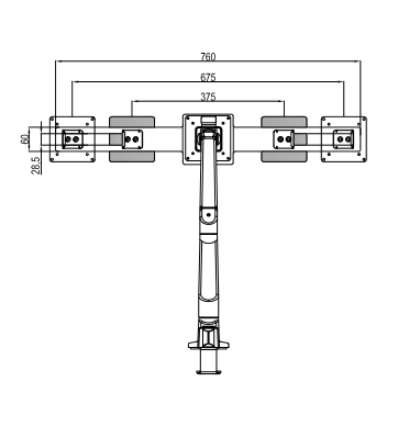 Crossbar Dual gas spring arm