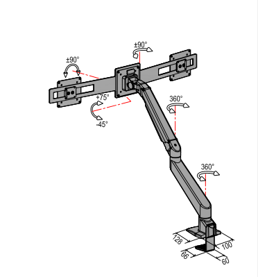 Crossbar Dual gas spring arm