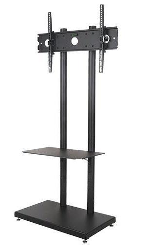 Sleek Metal Floor Stand, Adjustable Shelf for 32-65 Inch Flat Screen LCD, LED OLED TVs, Perfect for Corner & Bedroom, Loading 132 lbs, Black (H64)
