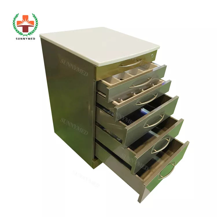 Mobile 5-Drawers Single Stainless Steel Medical Dental cabinet,480*505*820mm