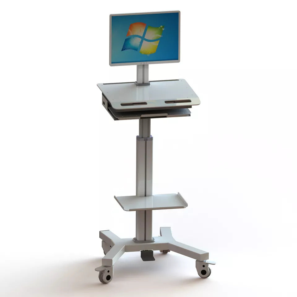 Height-Adjustable Medical Computer Cart with 360° Monitor Arm