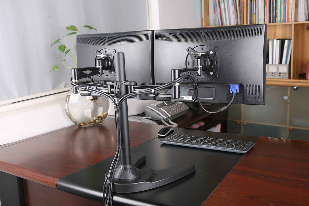 Wide-Arm Freestanding Dual Monitor Stand – 2MS-FHP