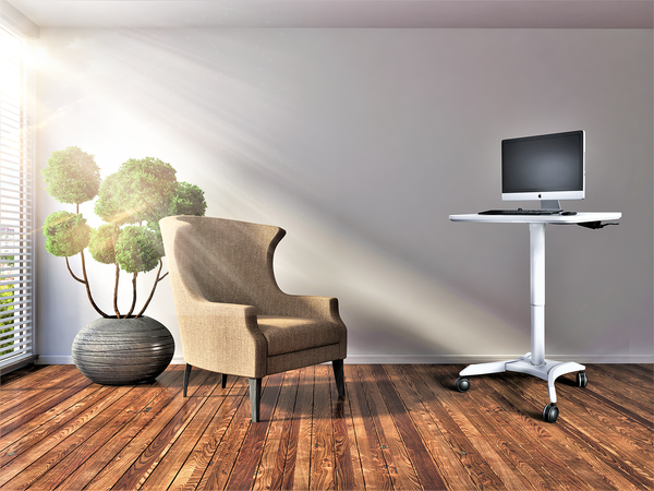 Instant Multi-Purpose Rolling Podium Lectern with Wheels Laptop Workstation, Height Adjustable Pneumatic Sit-Stand Mobile Laptop Cart