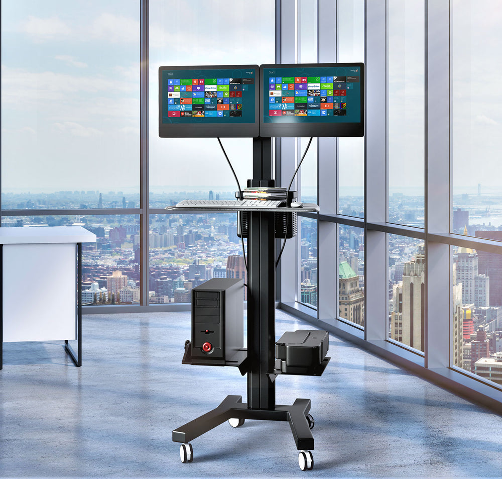 Dual-Monitor Sit-Stand Workstation Cart – MCT09-B