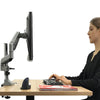 monitor arm single lcd monitor desk mount stand with gas spring fully adjustable fits 20 21 23 24 27 30 32 screens height adjustable tilt swivel rotate, clamp and grommet base (model lms-gp)
