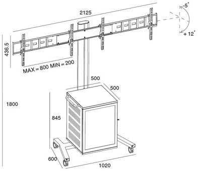 Dual Tv Floor Stand TMC02 (with Lockable Cabinet)